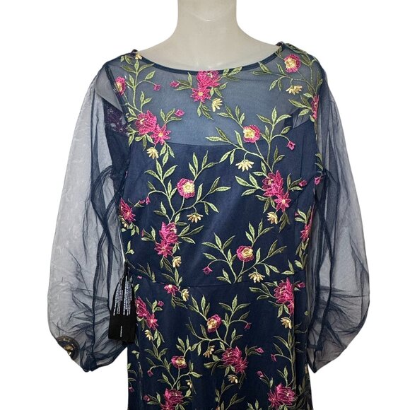 JS Collections Dress Evelyn Illusion Midi floral blue size 10 NEW - Picture 7 of 14